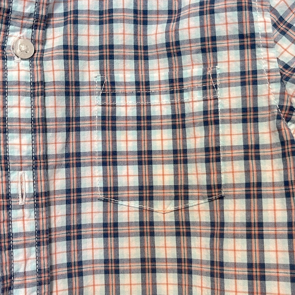 Janie and Jack Blue and Orange Checked Button Down Shirt Size 5 - Picture 2 of 4